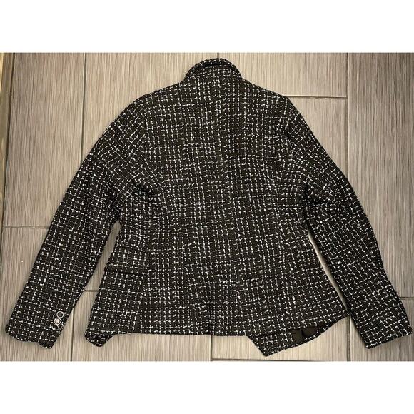 Rachel Zoe Tweed Double Breasted Black Blazer Jacket Wool Blend Size Medium - Picture 5 of 6